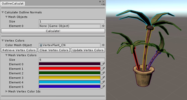 Outline calculator atlas vertex colours